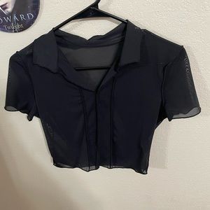 Cropped collared shirt